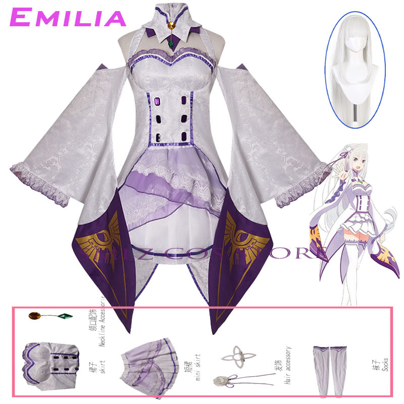 Emilia Cosplay Anime Re Zero K - Anime Cosplay Ladies recensie en prijs